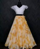 Women's Ready to Wear Yellow Digital Prints Georgette top bottom lehenga choli Set